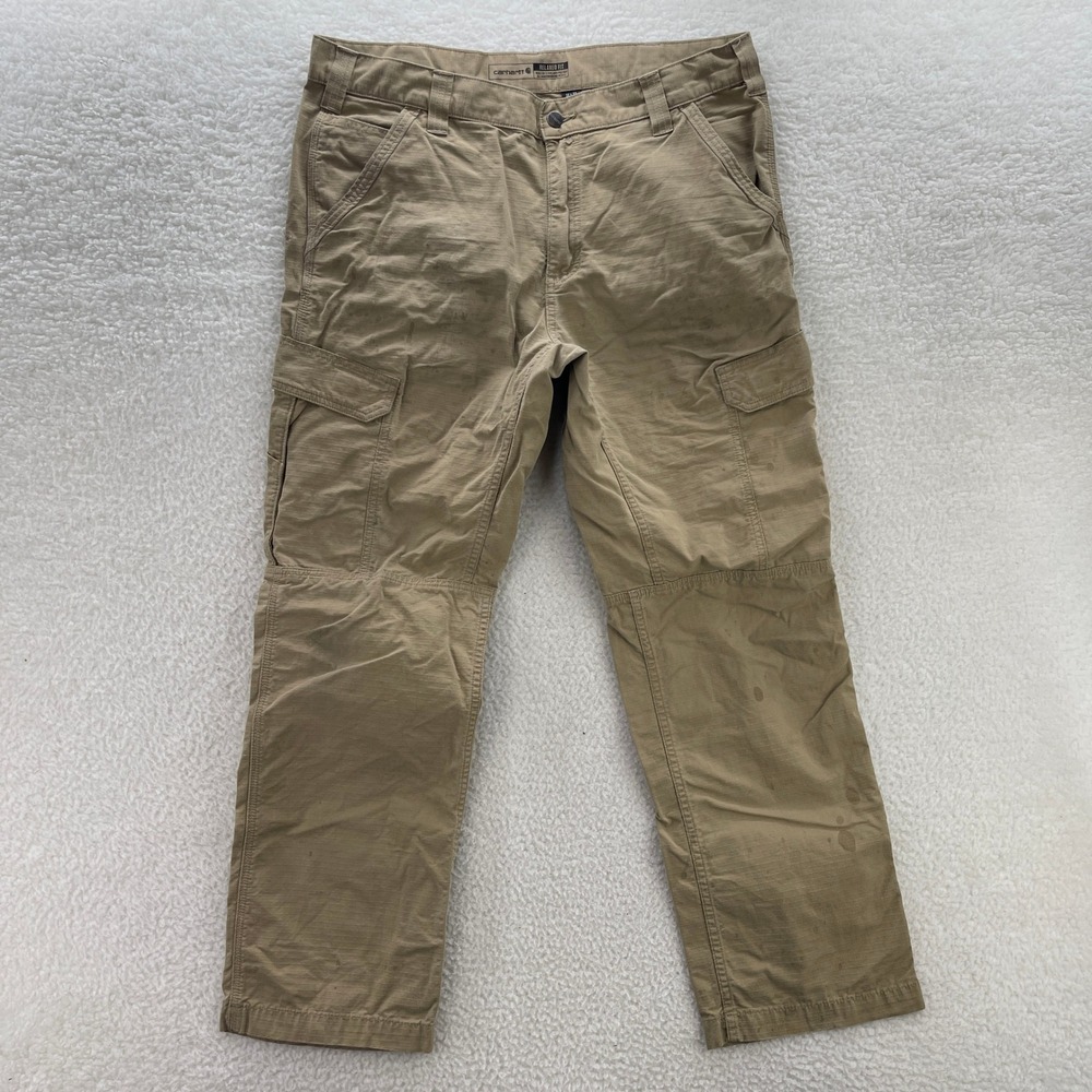 Carhartt Pants Mens 36x32 Beige Force Relaxed Cargo Ripstop Canvas Workwear